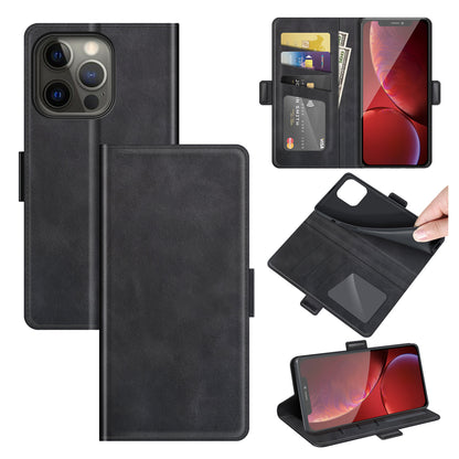For iPhone 13 Pro 6.1-inch PU Leather Full Protection Wallet Cover Stand Case with Magnetic Double Clasp