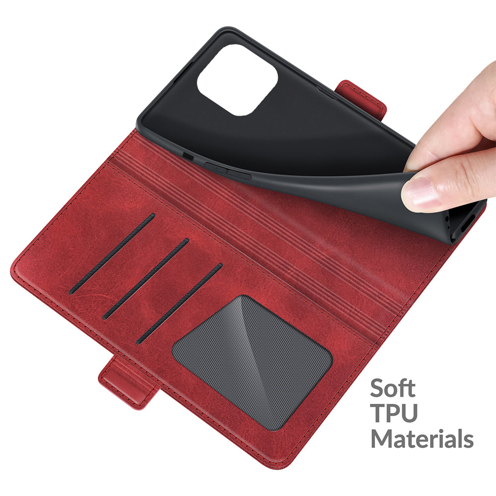 For iPhone 13 Pro 6.1-inch PU Leather Full Protection Wallet Cover Stand Case with Magnetic Double Clasp
