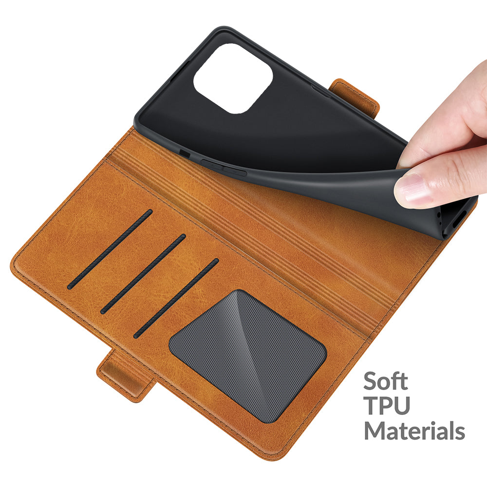 For iPhone 13 Pro 6.1-inch PU Leather Full Protection Wallet Cover Stand Case with Magnetic Double Clasp