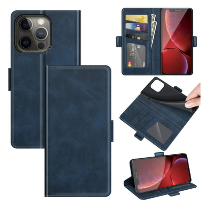 For iPhone 13 Pro 6.1-inch PU Leather Full Protection Wallet Cover Stand Case with Magnetic Double Clasp