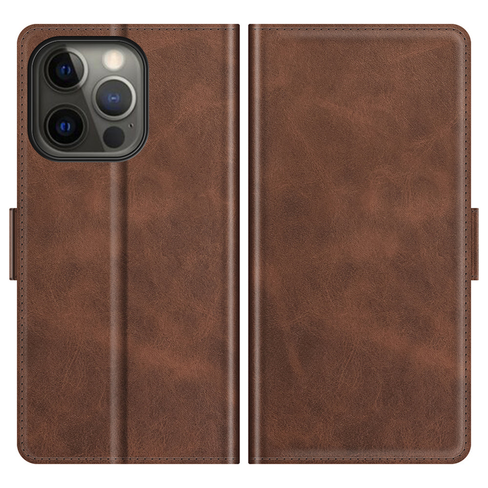 For iPhone 13 Pro 6.1-inch PU Leather Full Protection Wallet Cover Stand Case with Magnetic Double Clasp