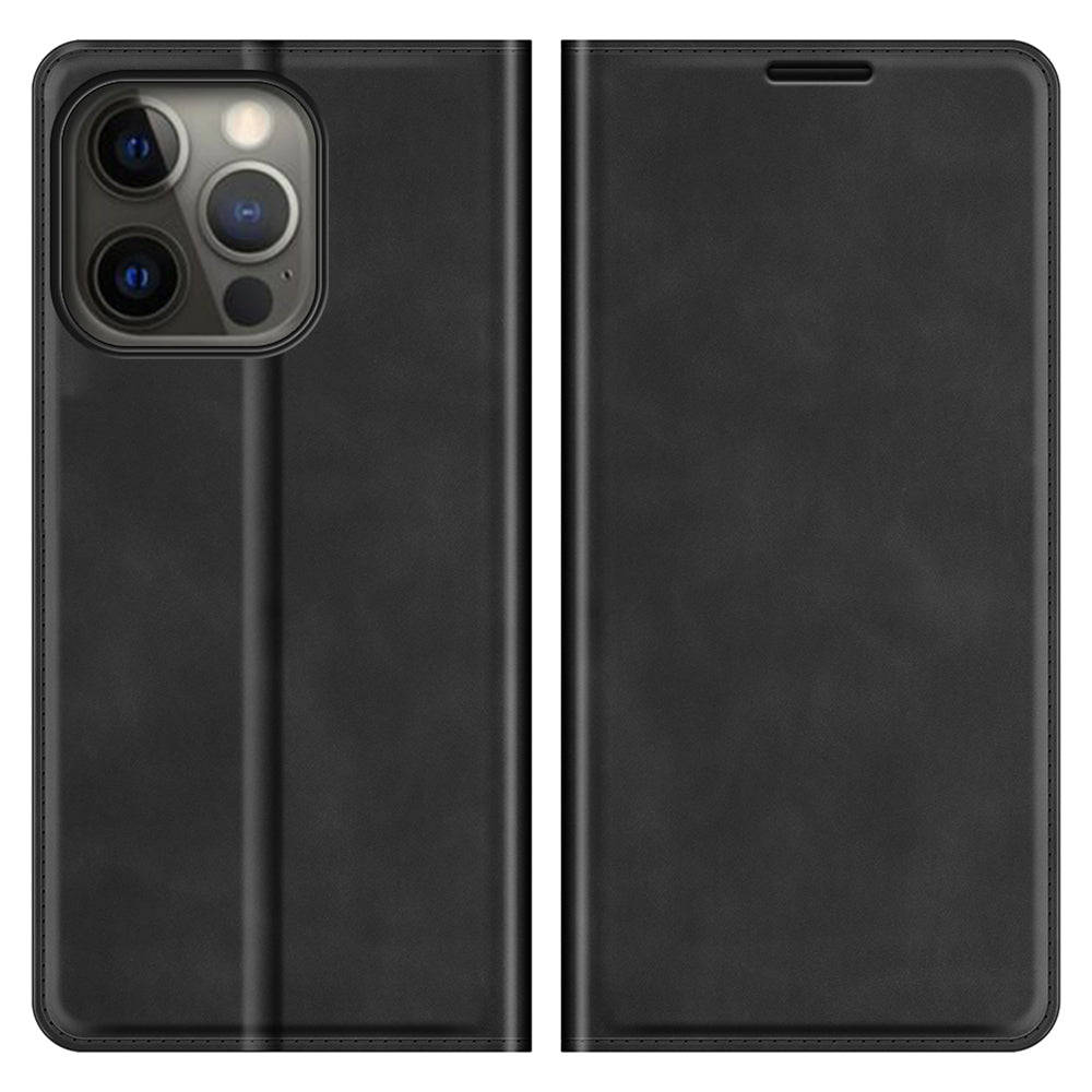 Wallet Design Skin-touch Feel Leather Cover Auto-absorbed Protective Case with Stand for iPhone 13 Pro 6.1 inch