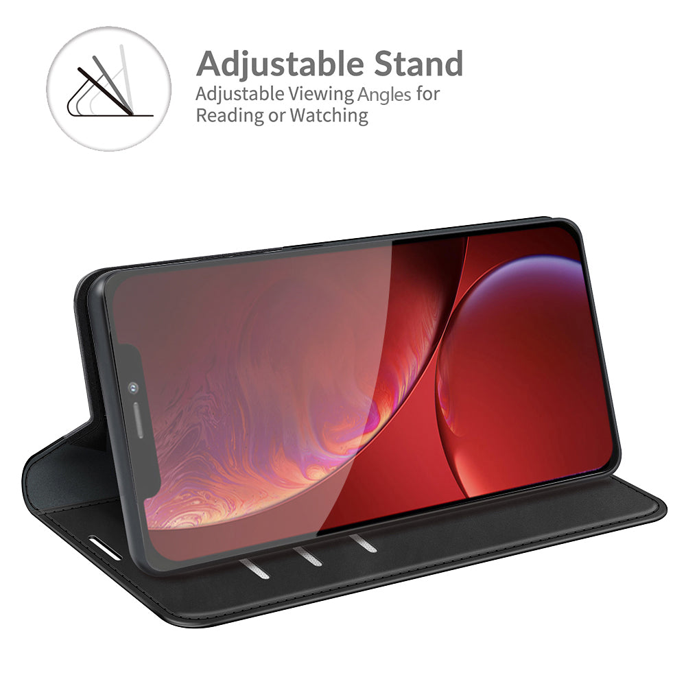 Wallet Design Skin-touch Feel Leather Cover Auto-absorbed Protective Case with Stand for iPhone 13 Pro 6.1 inch