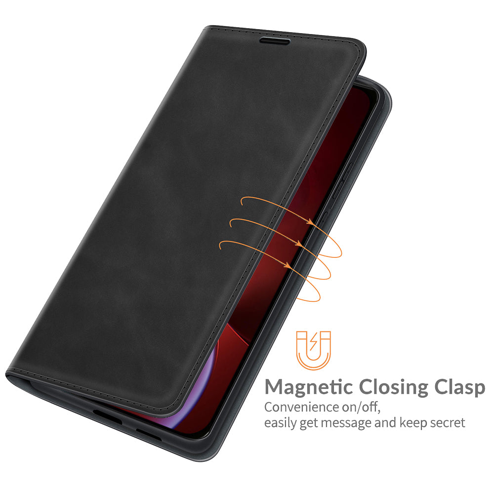 Wallet Design Skin-touch Feel Leather Cover Auto-absorbed Protective Case with Stand for iPhone 13 Pro 6.1 inch