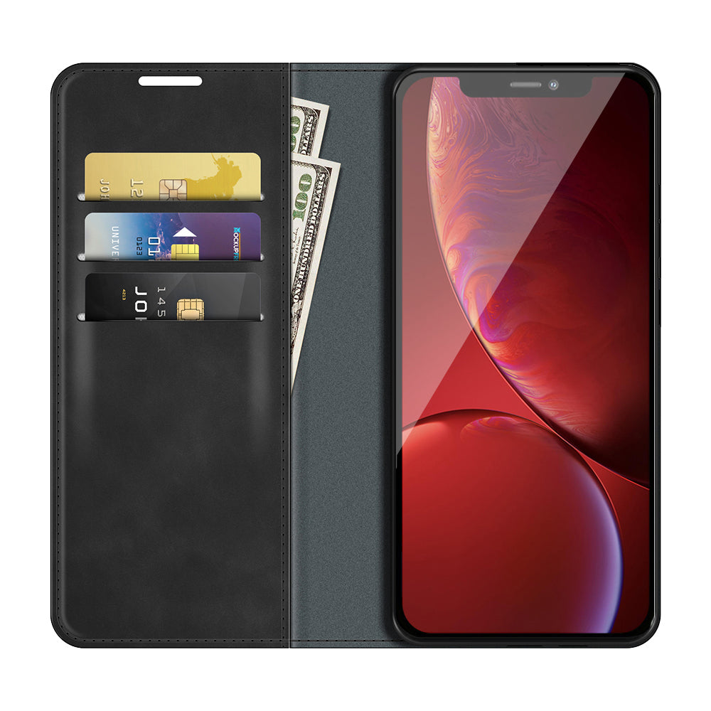 Wallet Design Skin-touch Feel Leather Cover Auto-absorbed Protective Case with Stand for iPhone 13 Pro 6.1 inch