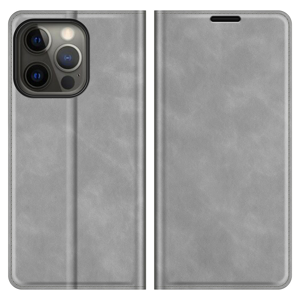 Wallet Design Skin-touch Feel Leather Cover Auto-absorbed Protective Case with Stand for iPhone 13 Pro 6.1 inch