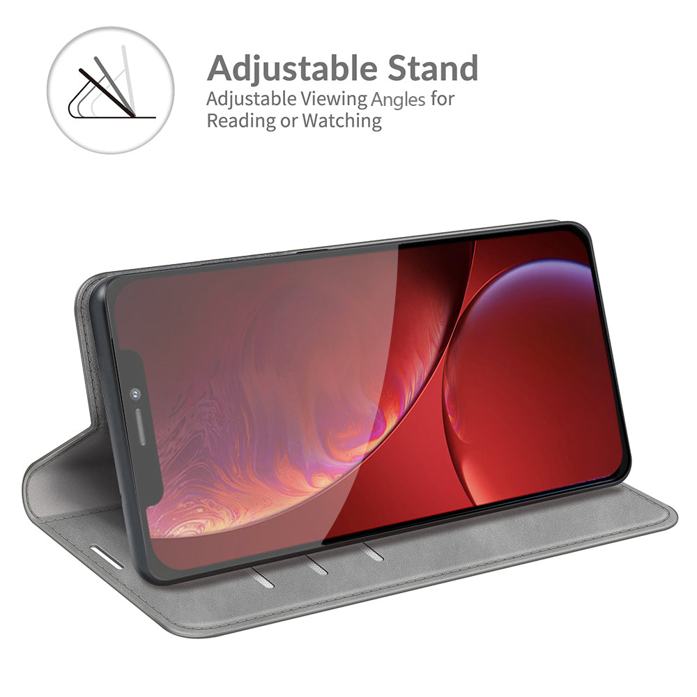 Wallet Design Skin-touch Feel Leather Cover Auto-absorbed Protective Case with Stand for iPhone 13 Pro 6.1 inch