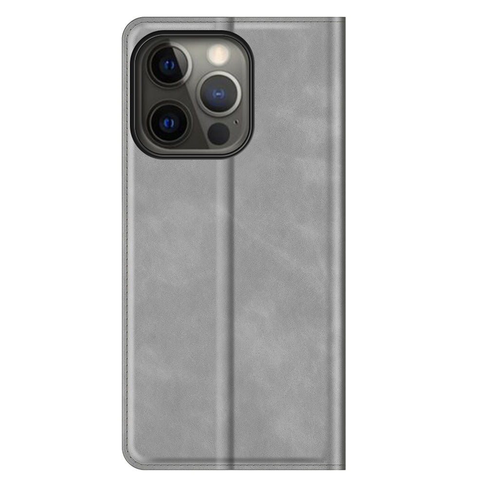 Wallet Design Skin-touch Feel Leather Cover Auto-absorbed Protective Case with Stand for iPhone 13 Pro 6.1 inch