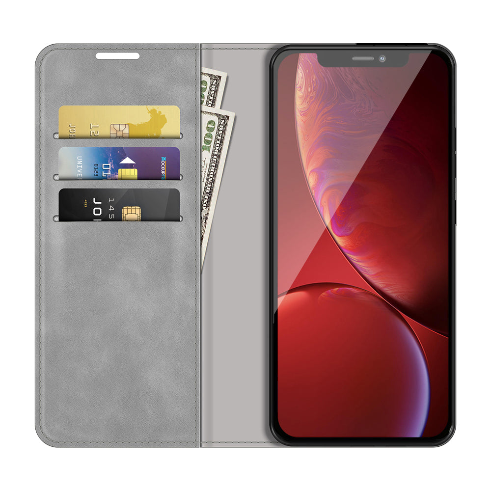Wallet Design Skin-touch Feel Leather Cover Auto-absorbed Protective Case with Stand for iPhone 13 Pro 6.1 inch
