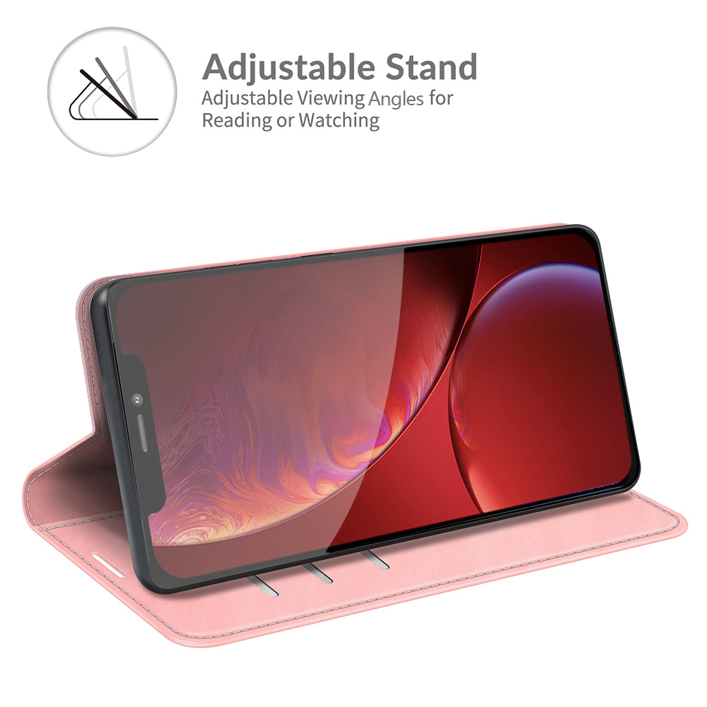 Wallet Design Skin-touch Feel Leather Cover Auto-absorbed Protective Case with Stand for iPhone 13 Pro 6.1 inch