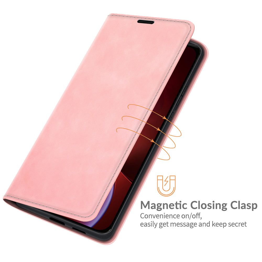 Wallet Design Skin-touch Feel Leather Cover Auto-absorbed Protective Case with Stand for iPhone 13 Pro 6.1 inch