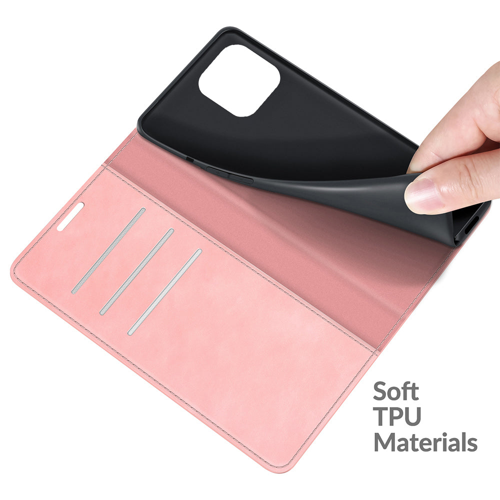 Wallet Design Skin-touch Feel Leather Cover Auto-absorbed Protective Case with Stand for iPhone 13 Pro 6.1 inch