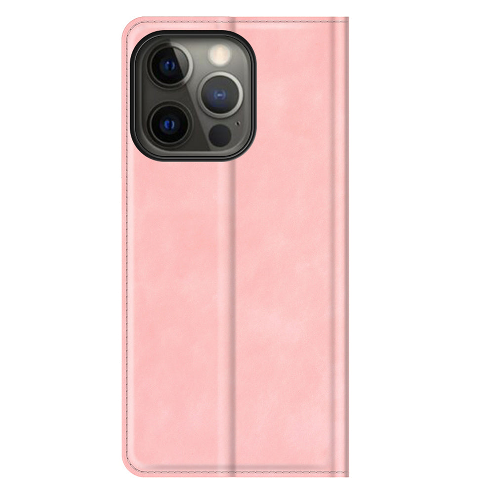 Wallet Design Skin-touch Feel Leather Cover Auto-absorbed Protective Case with Stand for iPhone 13 Pro 6.1 inch