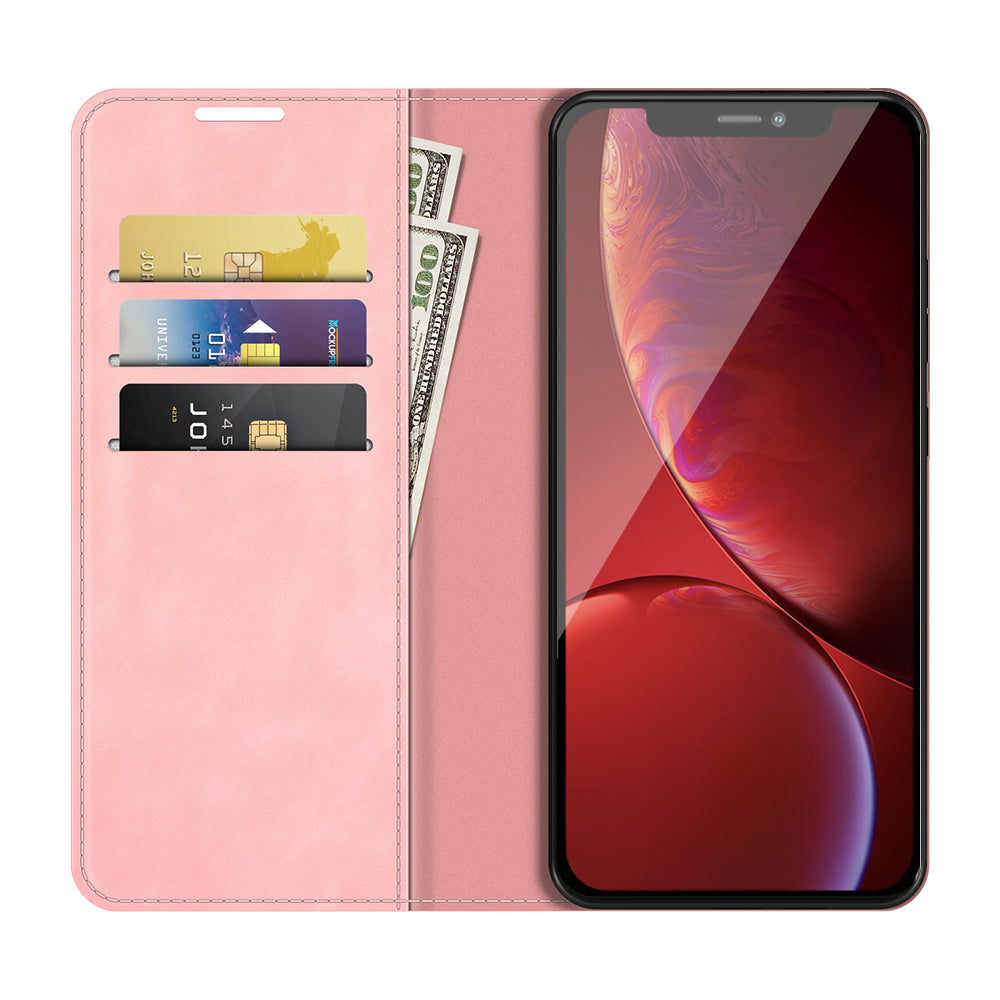 Wallet Design Skin-touch Feel Leather Cover Auto-absorbed Protective Case with Stand for iPhone 13 Pro 6.1 inch