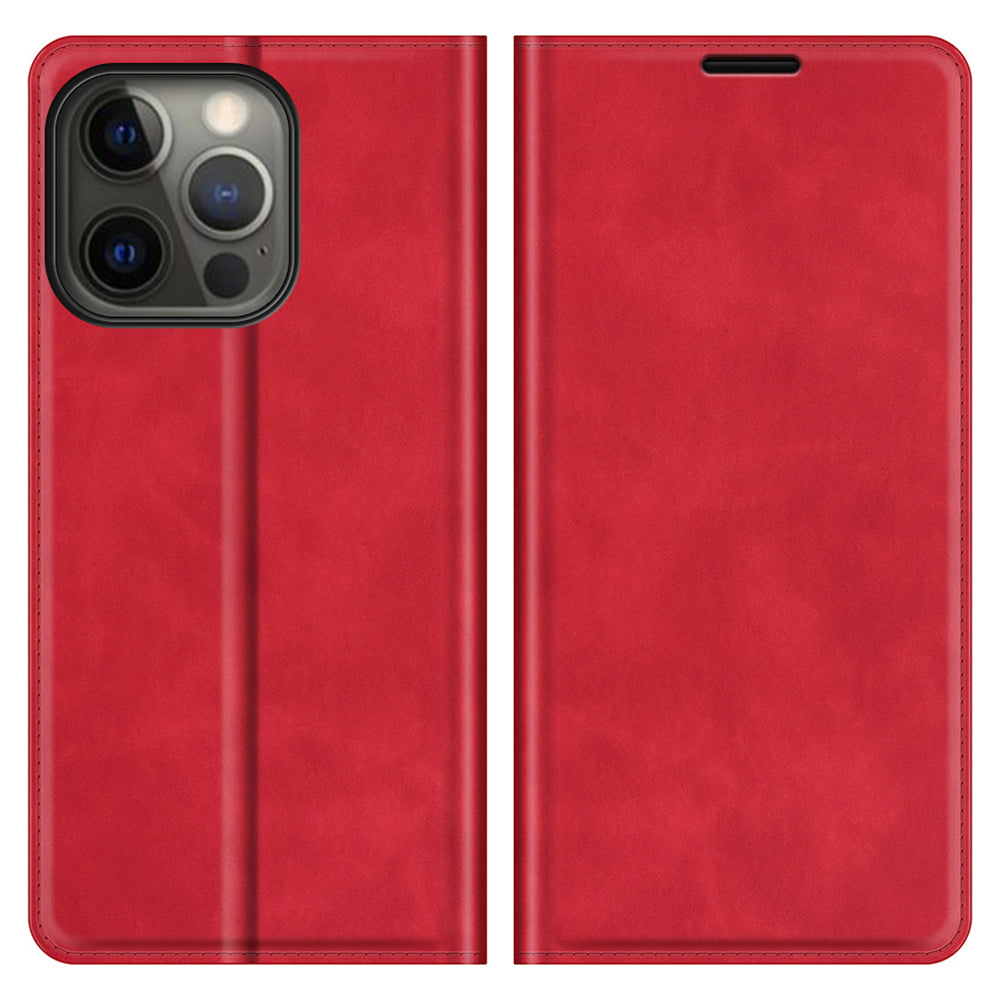 Wallet Design Skin-touch Feel Leather Cover Auto-absorbed Protective Case with Stand for iPhone 13 Pro 6.1 inch