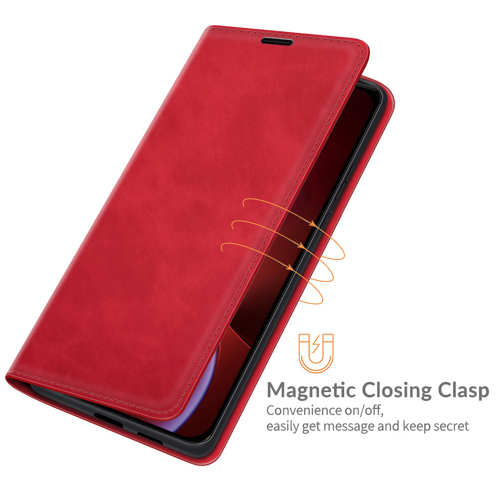 Wallet Design Skin-touch Feel Leather Cover Auto-absorbed Protective Case with Stand for iPhone 13 Pro 6.1 inch