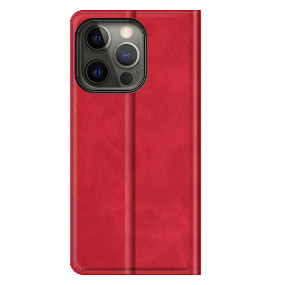 Wallet Design Skin-touch Feel Leather Cover Auto-absorbed Protective Case with Stand for iPhone 13 Pro 6.1 inch