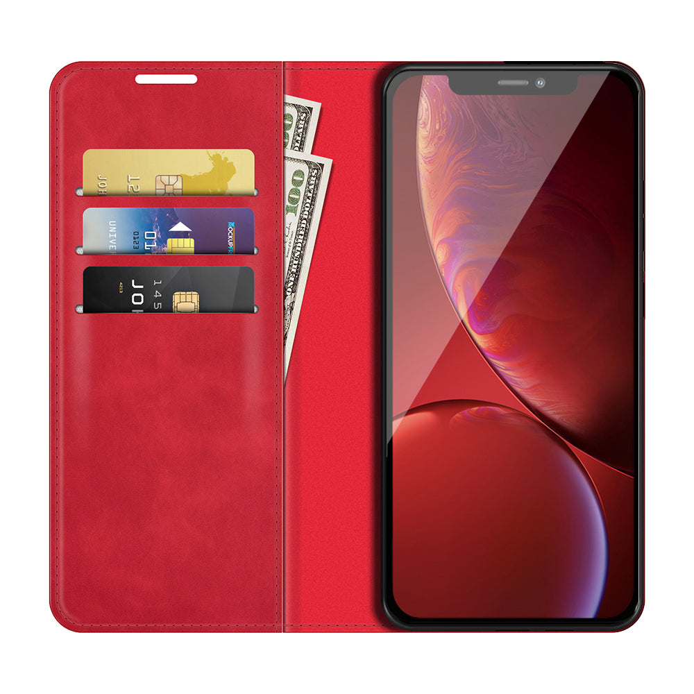Wallet Design Skin-touch Feel Leather Cover Auto-absorbed Protective Case with Stand for iPhone 13 Pro 6.1 inch