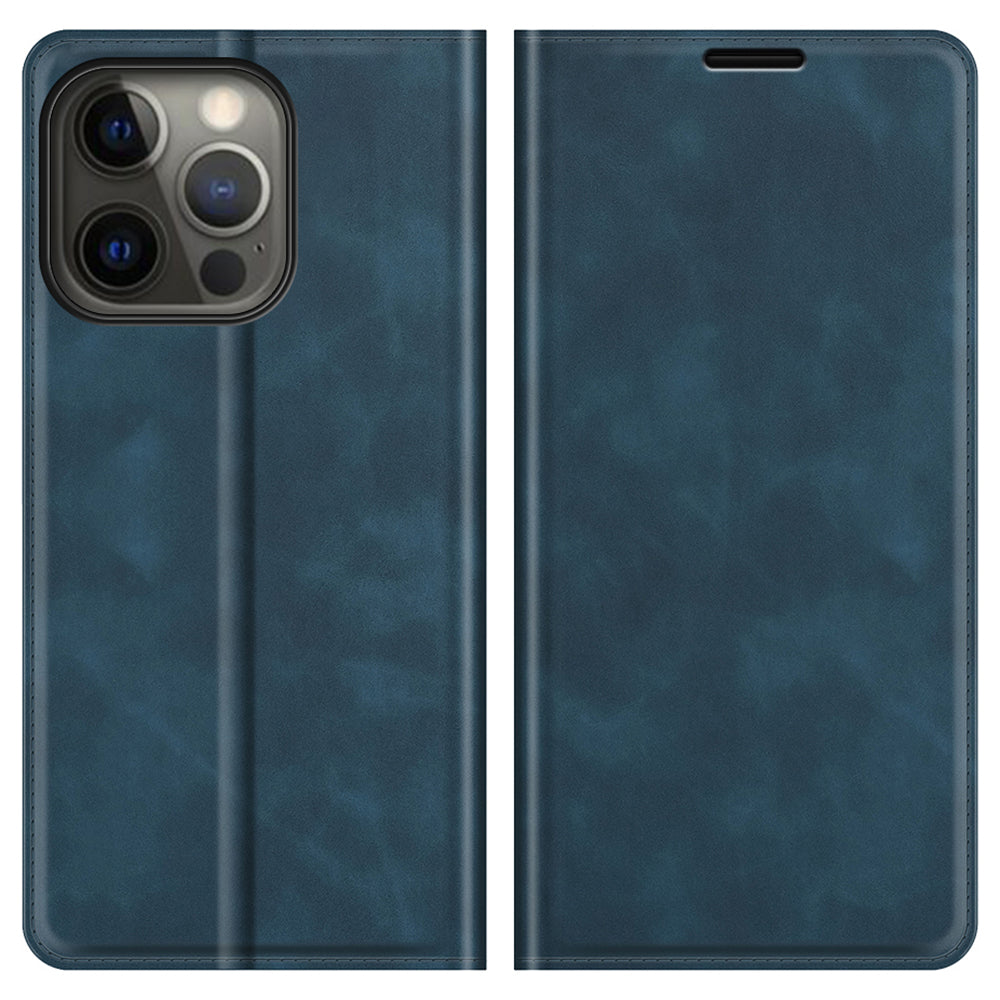 Wallet Design Skin-touch Feel Leather Cover Auto-absorbed Protective Case with Stand for iPhone 13 Pro 6.1 inch