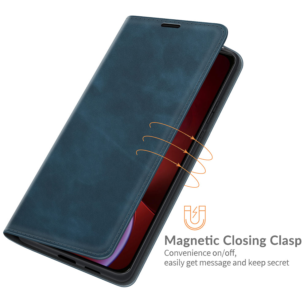Wallet Design Skin-touch Feel Leather Cover Auto-absorbed Protective Case with Stand for iPhone 13 Pro 6.1 inch