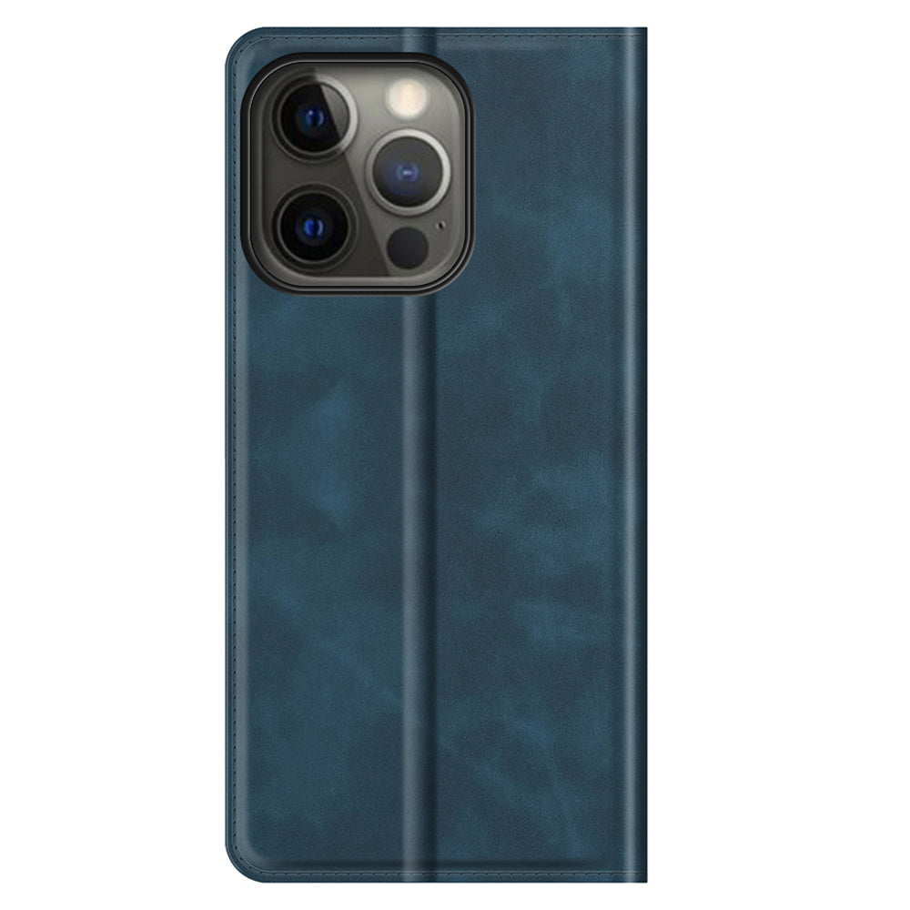 Wallet Design Skin-touch Feel Leather Cover Auto-absorbed Protective Case with Stand for iPhone 13 Pro 6.1 inch