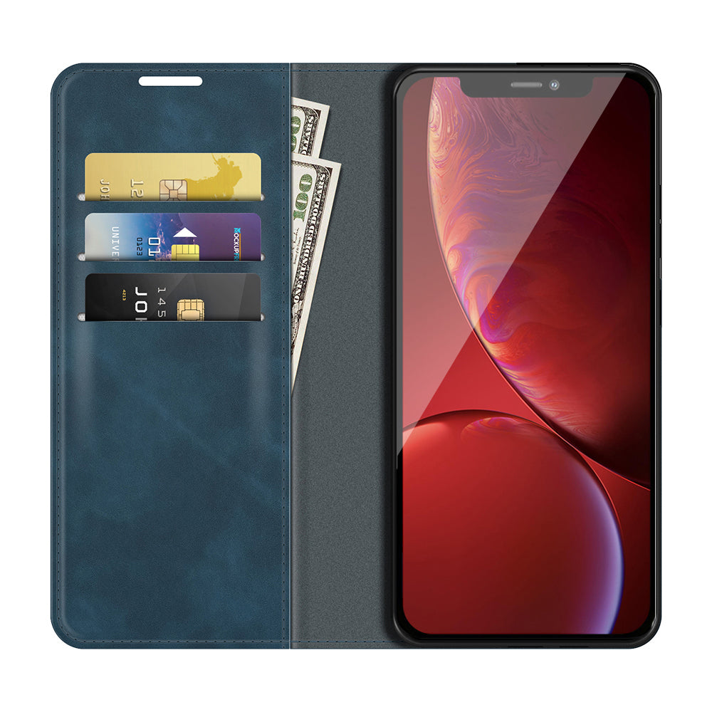 Wallet Design Skin-touch Feel Leather Cover Auto-absorbed Protective Case with Stand for iPhone 13 Pro 6.1 inch