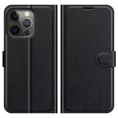 Litchi Skin Leather Wallet Well-protected Mobile Phone Cover Case with Stand for iPhone 13 Pro 6.1 inch