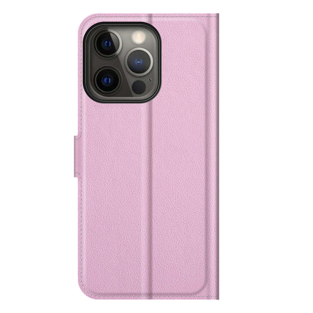 Litchi Skin Leather Wallet Well-protected Mobile Phone Cover Case with Stand for iPhone 13 Pro 6.1 inch
