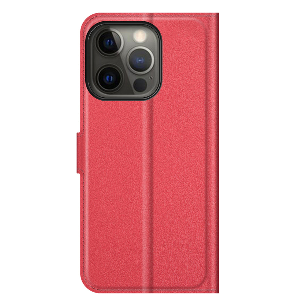 Litchi Skin Leather Wallet Well-protected Mobile Phone Cover Case with Stand for iPhone 13 Pro 6.1 inch
