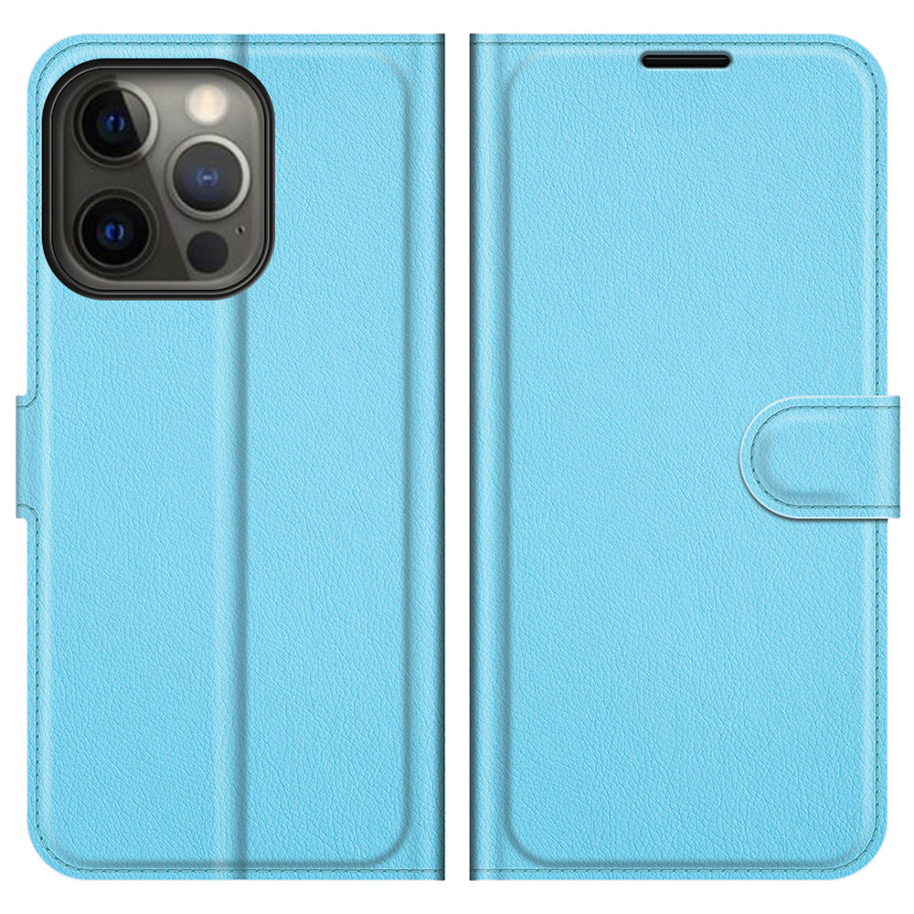 Litchi Skin Leather Wallet Well-protected Mobile Phone Cover Case with Stand for iPhone 13 Pro 6.1 inch