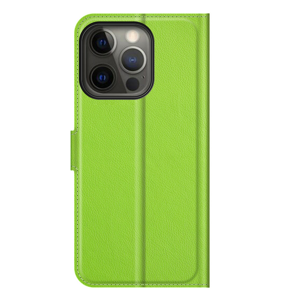 Litchi Skin Leather Wallet Well-protected Mobile Phone Cover Case with Stand for iPhone 13 Pro 6.1 inch