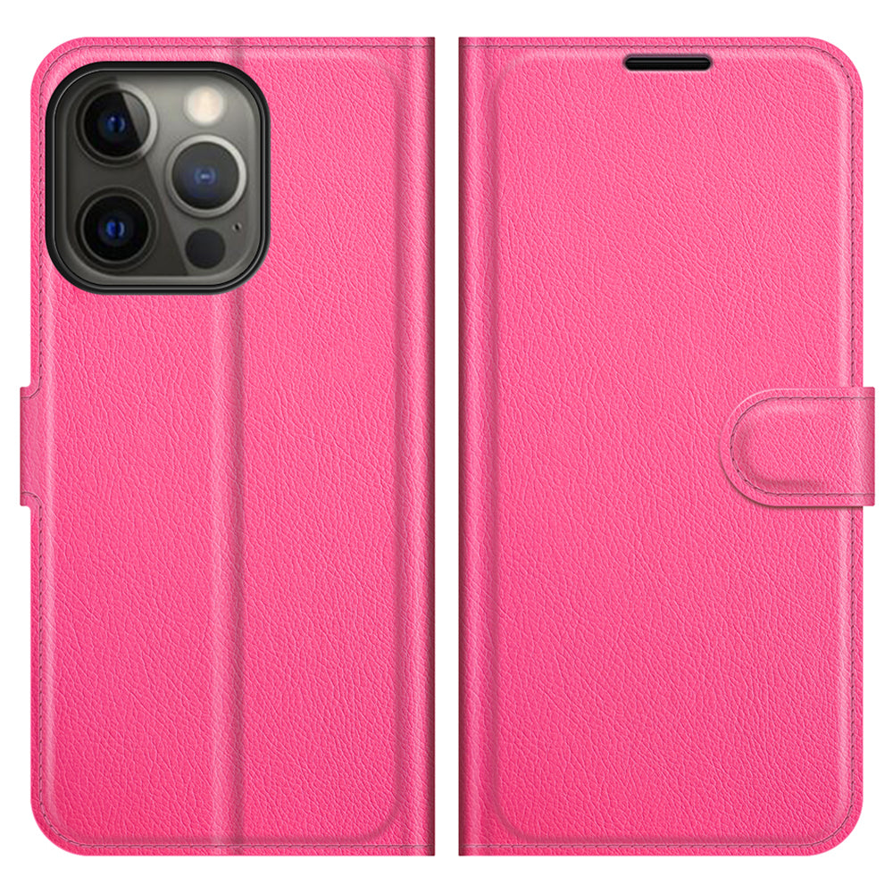 Litchi Skin Leather Wallet Well-protected Mobile Phone Cover Case with Stand for iPhone 13 Pro 6.1 inch