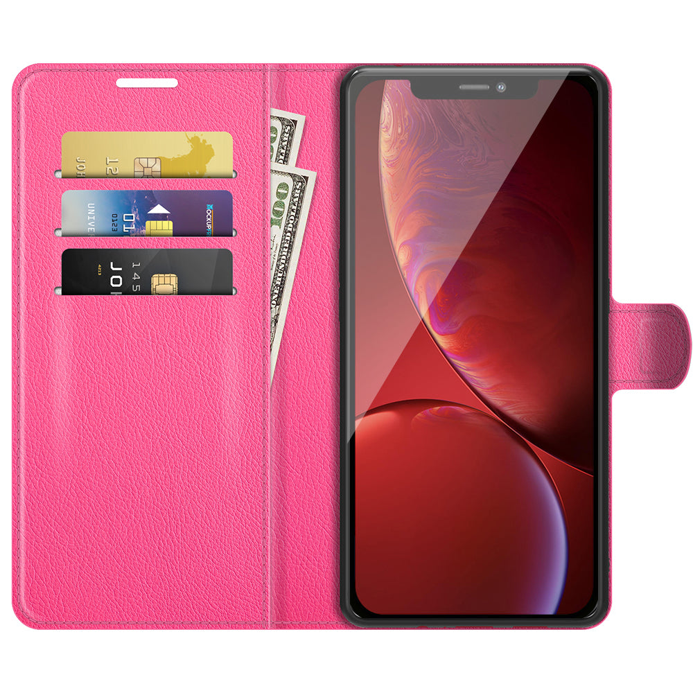 Litchi Skin Leather Wallet Well-protected Mobile Phone Cover Case with Stand for iPhone 13 Pro 6.1 inch