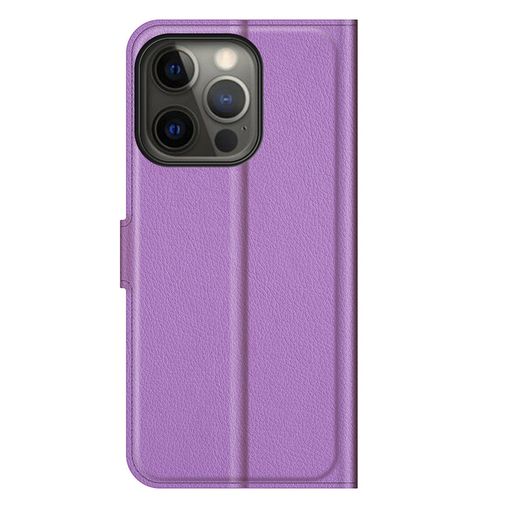 Litchi Skin Leather Wallet Well-protected Mobile Phone Cover Case with Stand for iPhone 13 Pro 6.1 inch