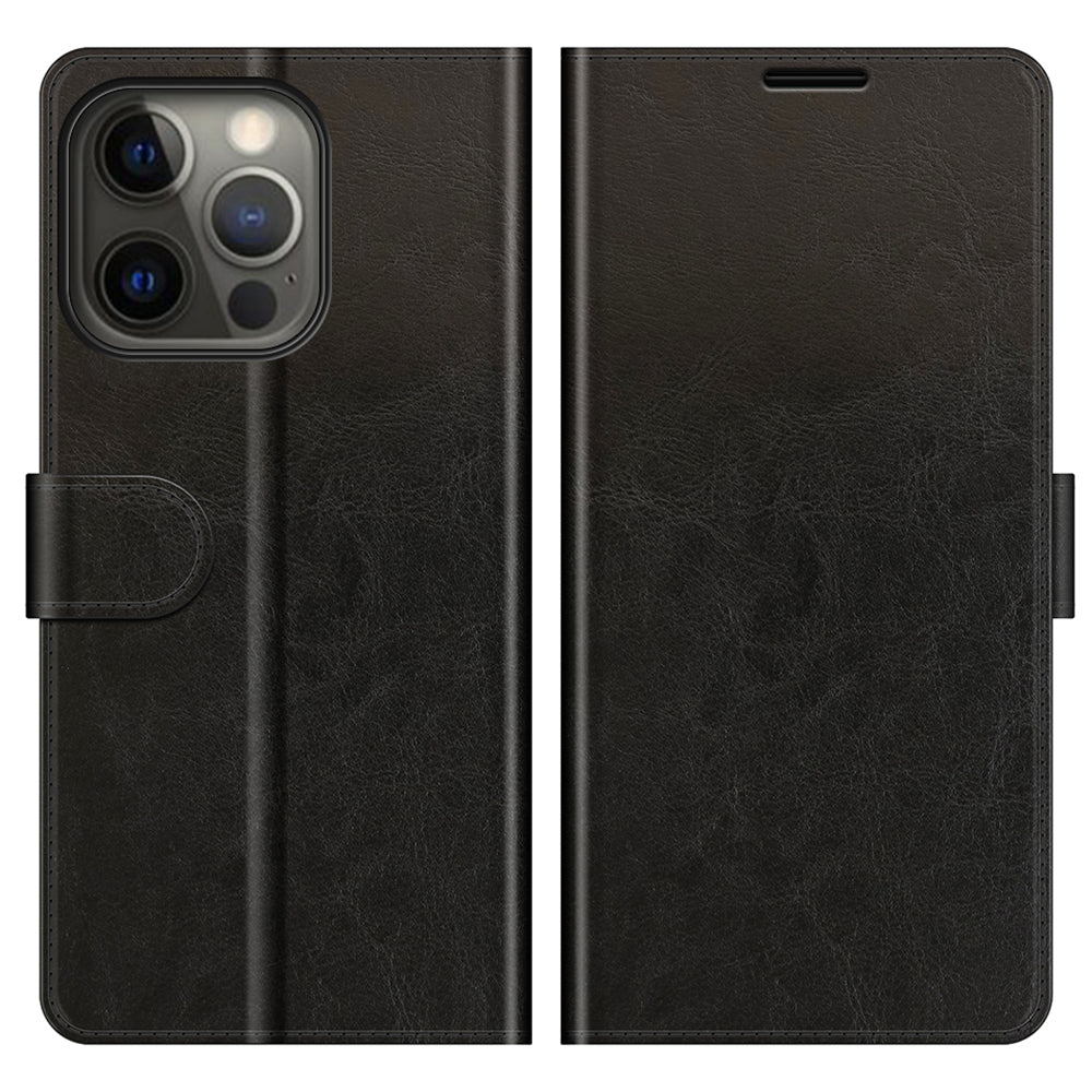 Folio Flip Crazy Horse Texture PU Leather Wallet Cover Stand Case Shell for iPhone 13 Pro 6.1 inch