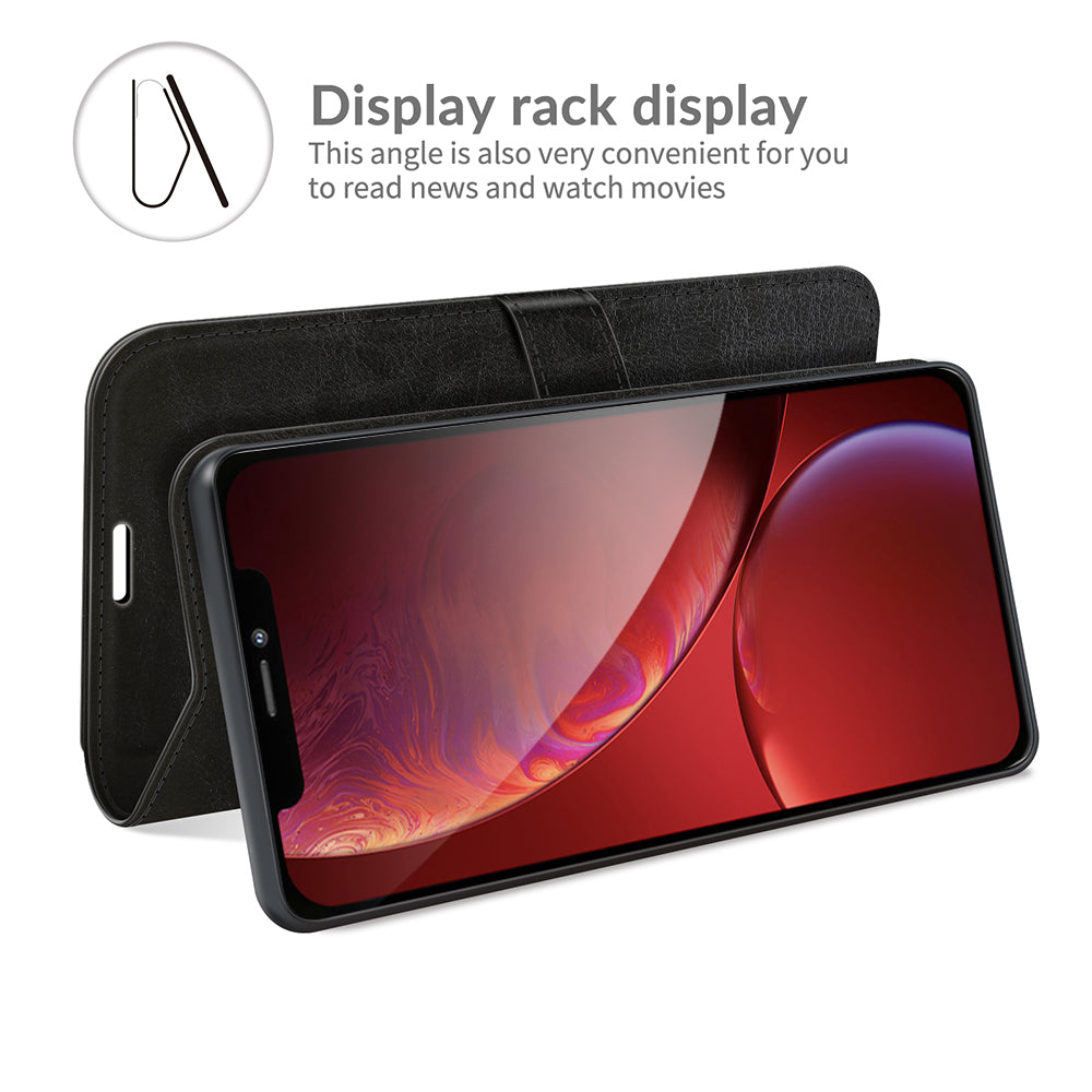 Folio Flip Crazy Horse Texture PU Leather Wallet Cover Stand Case Shell for iPhone 13 Pro 6.1 inch