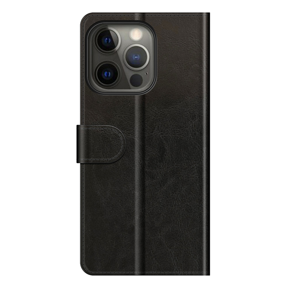 Folio Flip Crazy Horse Texture PU Leather Wallet Cover Stand Case Shell for iPhone 13 Pro 6.1 inch