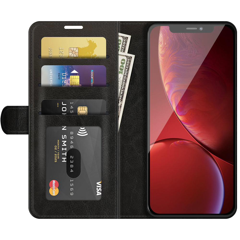 Folio Flip Crazy Horse Texture PU Leather Wallet Cover Stand Case Shell for iPhone 13 Pro 6.1 inch