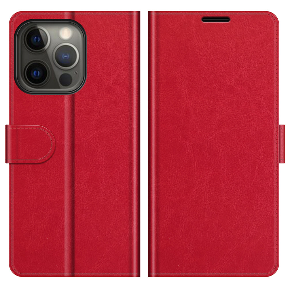 Folio Flip Crazy Horse Texture PU Leather Wallet Cover Stand Case Shell for iPhone 13 Pro 6.1 inch