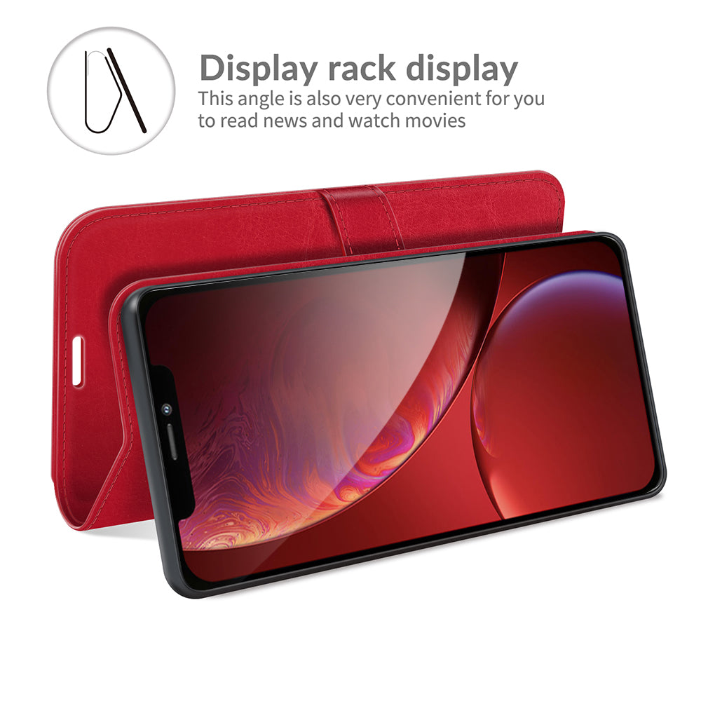 Folio Flip Crazy Horse Texture PU Leather Wallet Cover Stand Case Shell for iPhone 13 Pro 6.1 inch