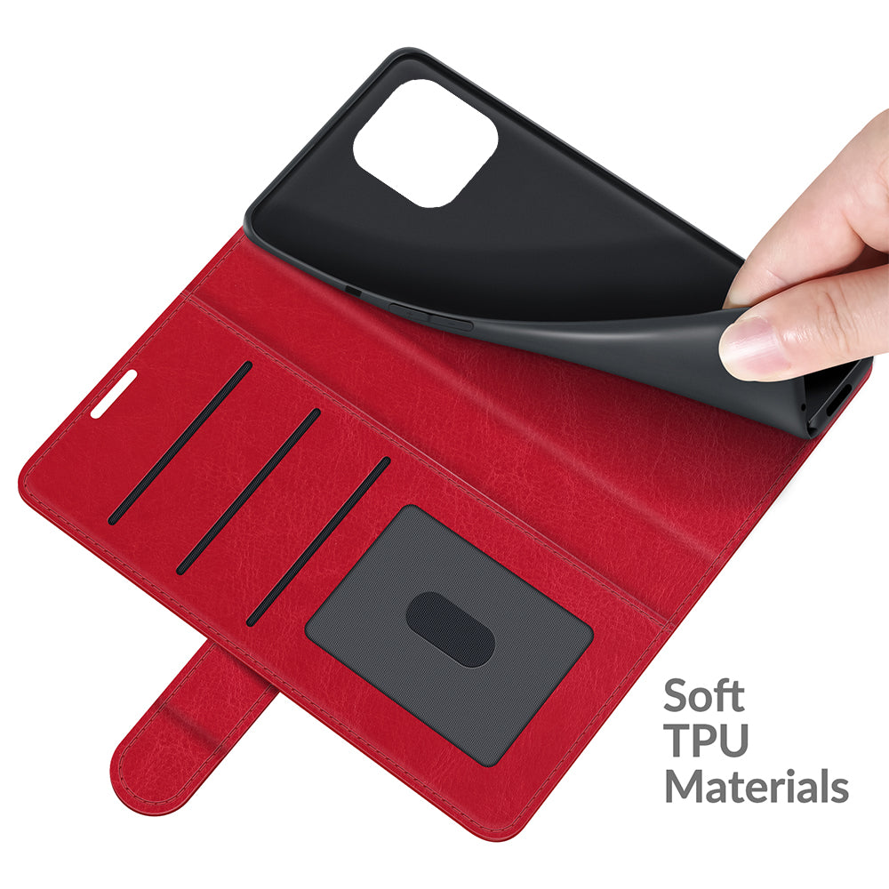 Folio Flip Crazy Horse Texture PU Leather Wallet Cover Stand Case Shell for iPhone 13 Pro 6.1 inch