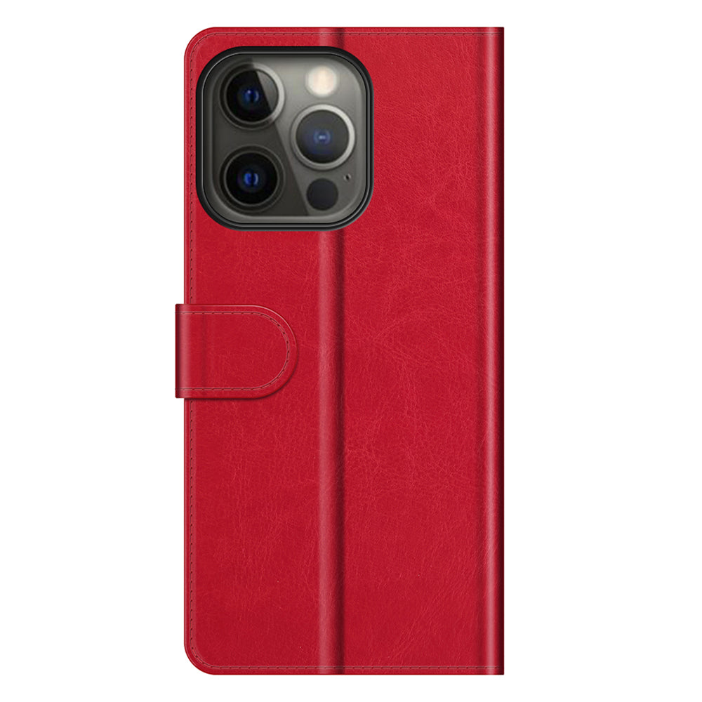Folio Flip Crazy Horse Texture PU Leather Wallet Cover Stand Case Shell for iPhone 13 Pro 6.1 inch