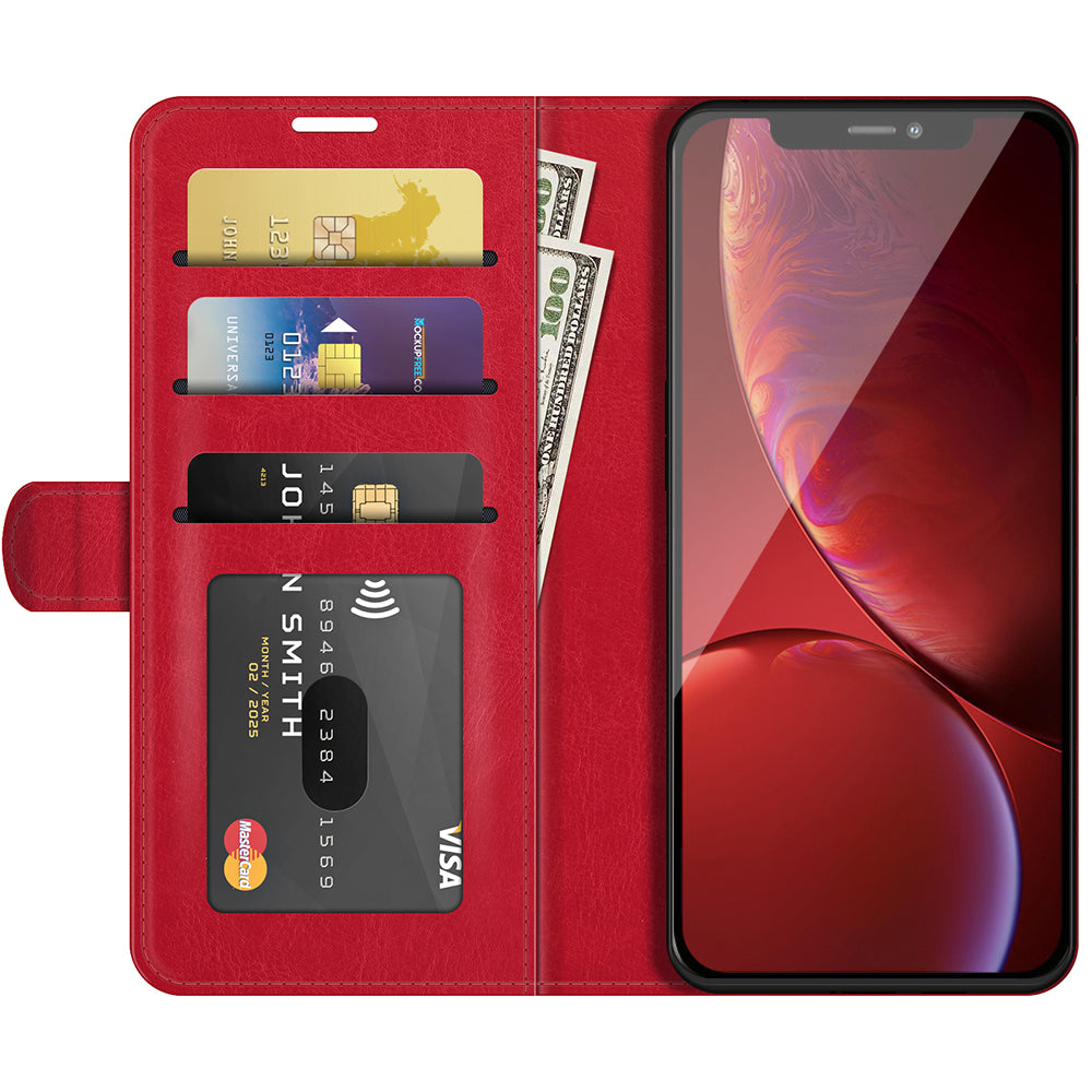 Folio Flip Crazy Horse Texture PU Leather Wallet Cover Stand Case Shell for iPhone 13 Pro 6.1 inch
