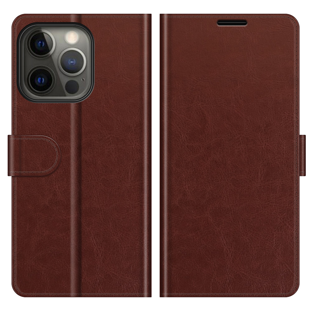 Folio Flip Crazy Horse Texture PU Leather Wallet Cover Stand Case Shell for iPhone 13 Pro 6.1 inch