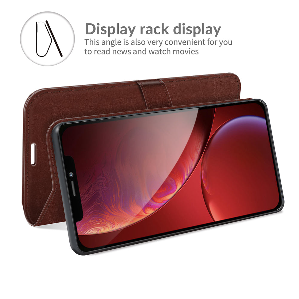 Folio Flip Crazy Horse Texture PU Leather Wallet Cover Stand Case Shell for iPhone 13 Pro 6.1 inch