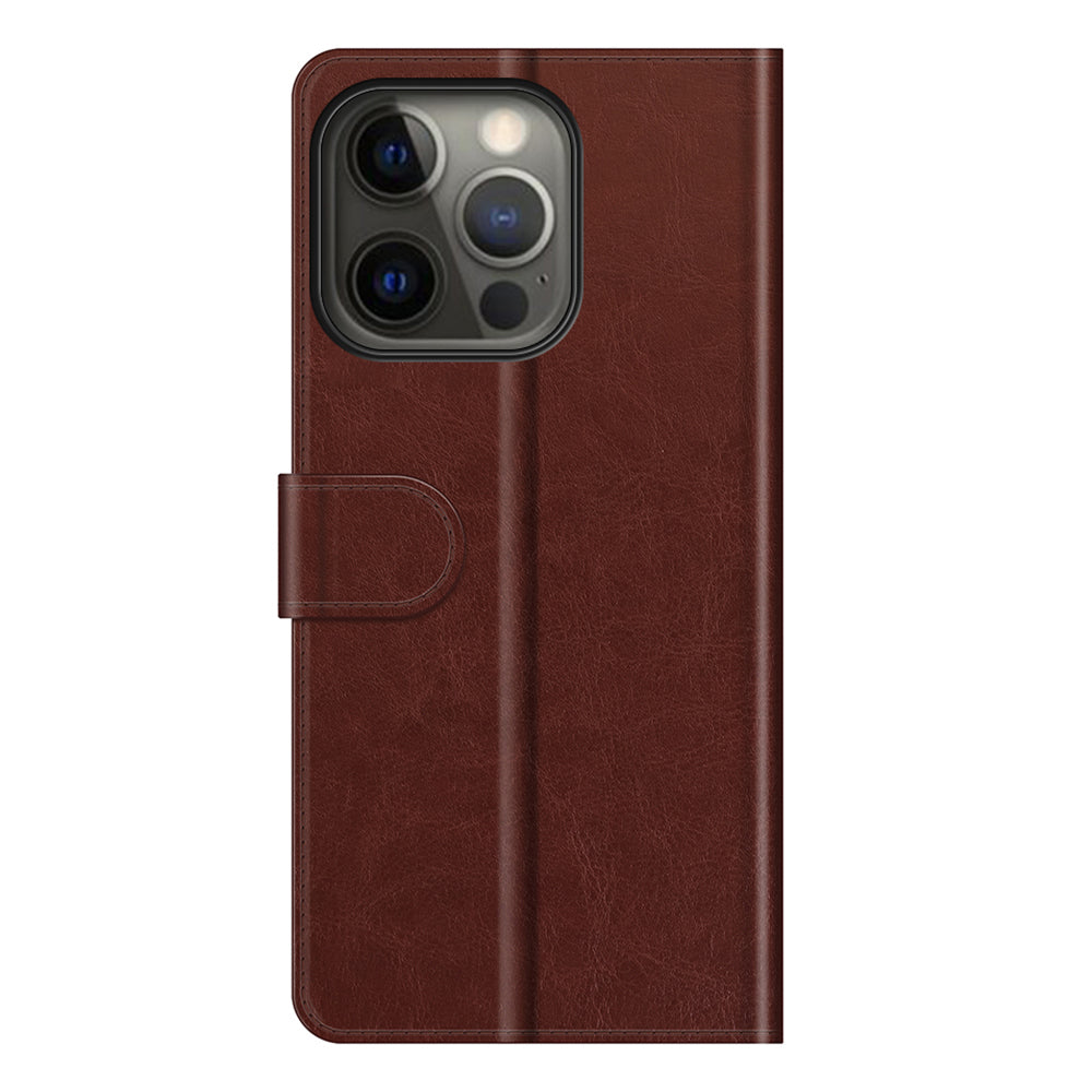 Folio Flip Crazy Horse Texture PU Leather Wallet Cover Stand Case Shell for iPhone 13 Pro 6.1 inch