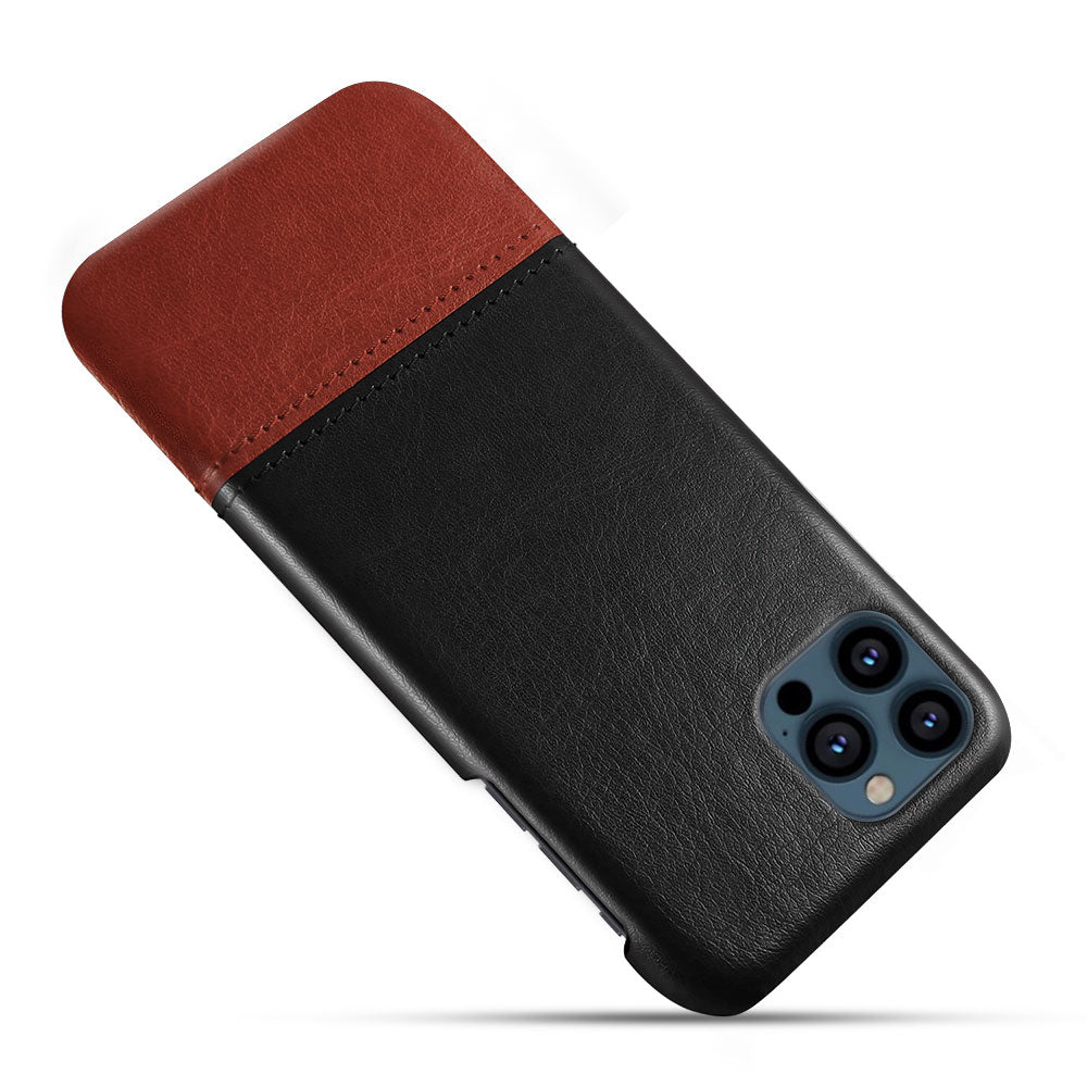 KSQ PU Leather Coated Dual-color Splicing PC Phone Case Cover for iPhone 13 Pro Max 6.7 inch