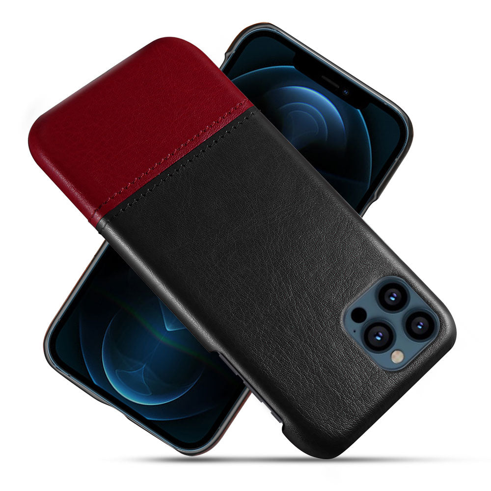 KSQ PU Leather Coated Dual-color Splicing PC Phone Case Cover for iPhone 13 Pro Max 6.7 inch