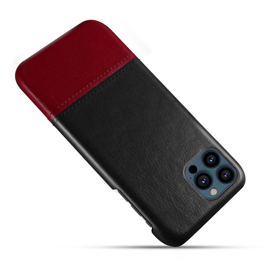 KSQ PU Leather Coated Dual-color Splicing PC Phone Case Cover for iPhone 13 Pro Max 6.7 inch
