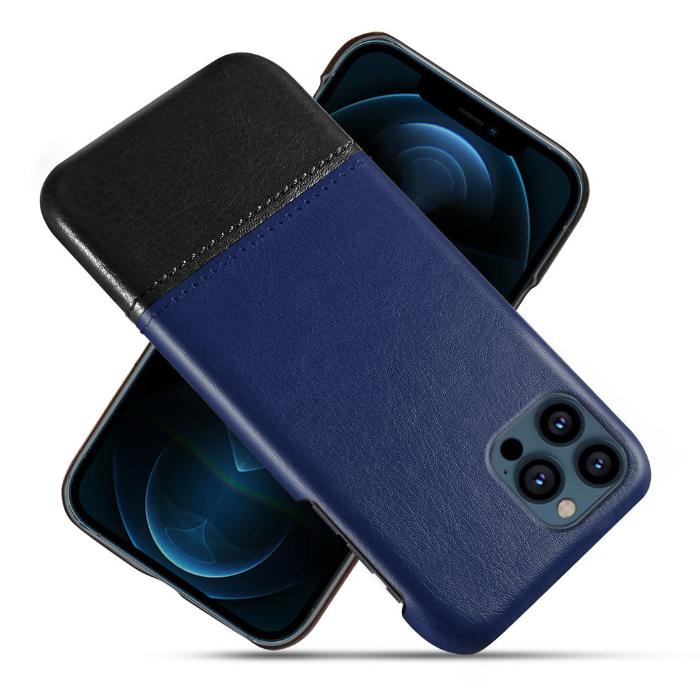 KSQ PU Leather Coated Dual-color Splicing PC Phone Case Cover for iPhone 13 Pro Max 6.7 inch